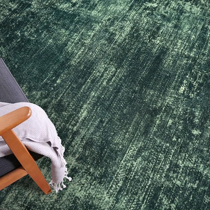 IOHOUZE Abstract Runner Rug 2x12 Ft Washable Runners for Hallways, Non Slip Kitchen Runner Printed Faux Wool Entryway Runner Indoor, Modern Abstract Floor Carpet for Hall Kitchen, Dark Green