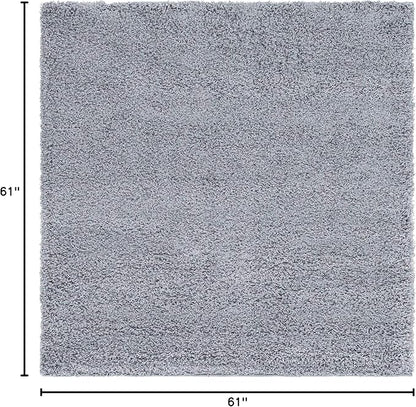 Unique Loom Solid Shag Collection Area Rug (5' 1" Square, Cloud Gray)