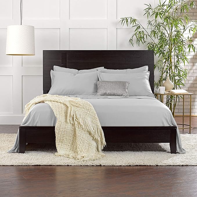 Pure Bamboo California King Sheets, Genuine 100% Organic Viscose Derived from Bamboo Bed Sheet Set, Soft & Cooling, Double Stitching, 2 Year Quality Promise (California King, Silver Pearl)