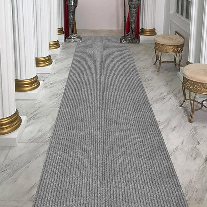 Ottomanson 2' x 40' Hallway Runner with Scraper Pile Extra Durable Non-Slip Rug Mat for Indoor & Outdoor Use - Ideal for Kitchen, Entryway, Patio & Garage - High-Traffic Carpet, Gray