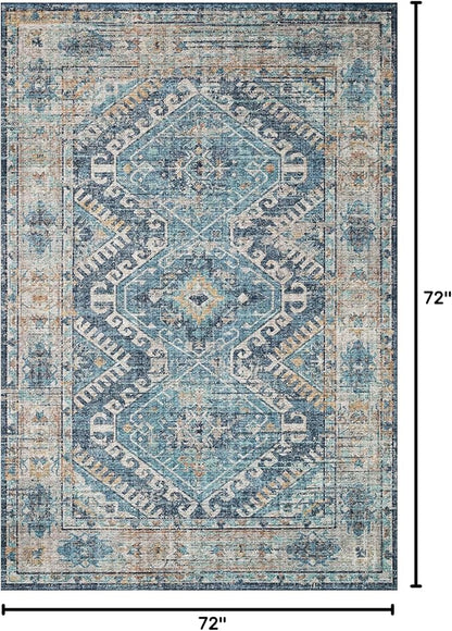 Loloi Skye Collection SKY-03 Denim/Natural 6'-0" x 6'-0" Round Area Rug