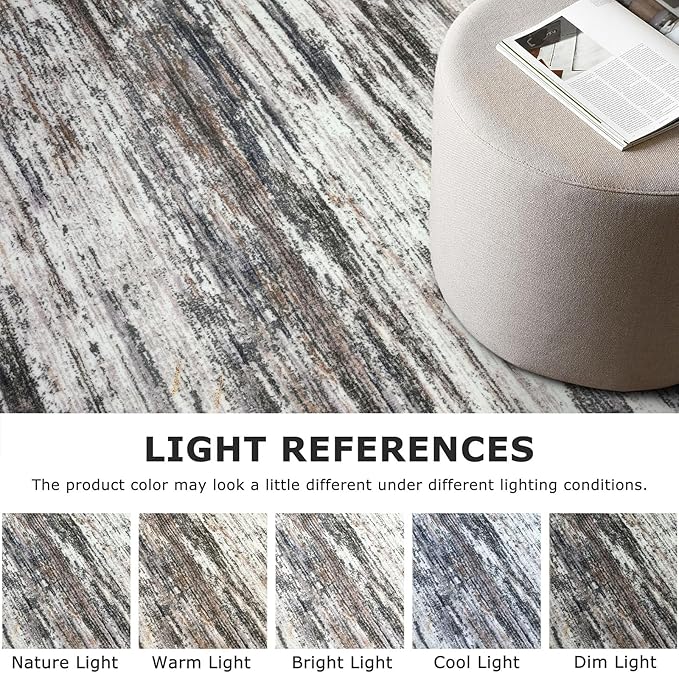 3x5 Modern Abstract Area Rug for Entryway, Grey Brown Super Soft Washable Rug with Non-Slip, Low-Pile Door Mat Indoor for Living Room Bedroom, Carpet with Non-Shedding