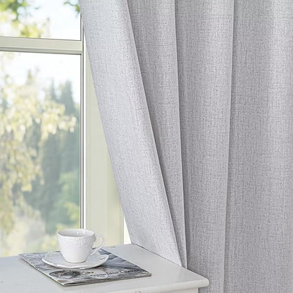 100% Blackout Curtains 108 Inches Long 2 Panels Set, Black Out Curtains for Living Room, Off-White Thermal Insulated Grommet Drapes Bedroom Luxury Decor Privacy(52W × 108L inch, Off-White)