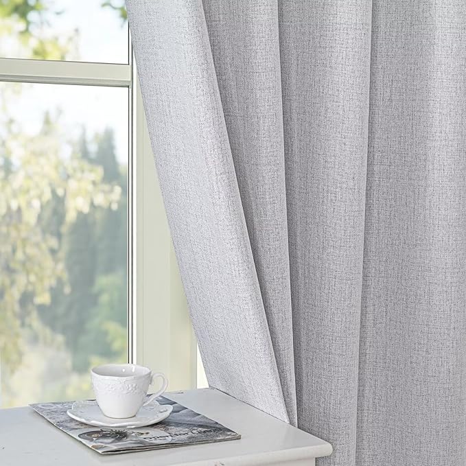 100% Blackout Curtains for Living Room, 72 Inch Curtains 2 Panel Set Light Blocking, Back Tab & Rod Pocket Thermal Insulated Drapes Bedroom Windows Home Decor(52W × 72L inch, Off-White)
