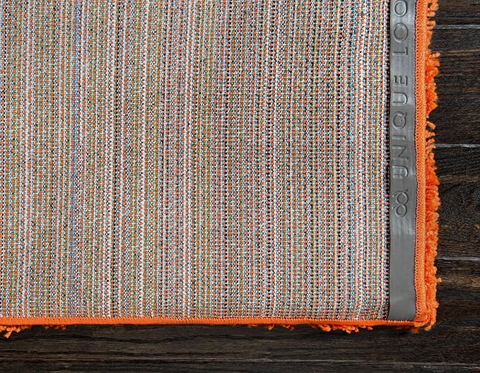 Unique Loom Solid Shag Collection Area Rug (4' 1" x 6' 1" Rectangle, Tiger Orange)