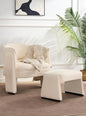 LOULENS Accent Chair with Ottoman, Oversized Barrel Chair, Modern Upholstered Comfy Armchair for Living Room, Bedroom, Reading Room & Corner, Beige