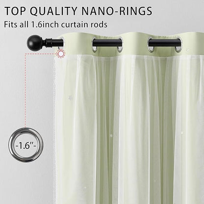 XiDi Green Curtains for Bedroom, Girls Room Blackout Curtains, Kids Room Darkening Curtains, Light Green Decor, 1 Panel Sage Green/34/72/1