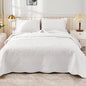 MarCielo 100% Cotton Quilt Set - 3-Piece Embroidered Farmhouse Bedspread & Shams, All-Season Breathable Bedding(Bright White,King)