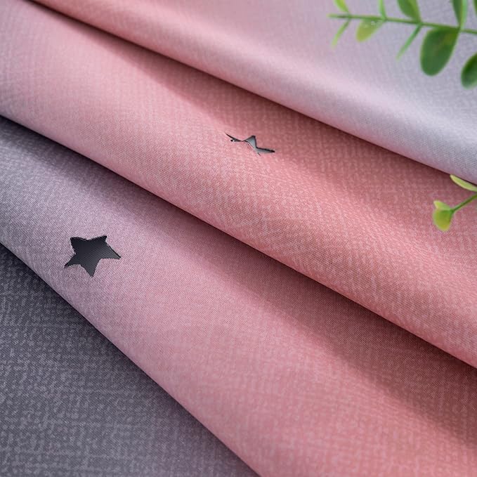 XiDi Curtains for Bedroom Decor, Rainbow Pink-Grey-34-96