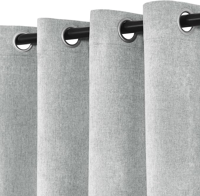 Macochico Extra Wide 100% Blackout Chenille Curtains 100" Wx96 L Thermal Drapes for Sliding Door Living Room Bedroom Auditorium Hotel Medium Gray Curtains Grommet Top with Tieback Classic 1 Panel