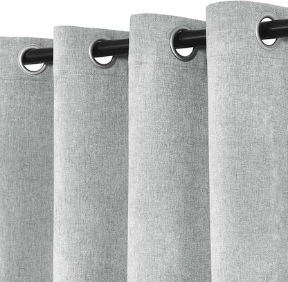 Macochico 52" Wx108 L 100% Blackout Curtains Extra Long Thermal Insulated Chenille Curtains for Living Room Bedroom Auditorium Home Theater Medium Gray Grommet Curtains with Tieback Classic 1 Panel