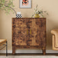 Storage Cabinet with Doors and Adjustable Shelf, Modern Fluted Sideboard Buffet Cabinet, Freestanding Coffee Bar for Kitchen, Pantry, Entryway, Living Room (Rustic Brown)