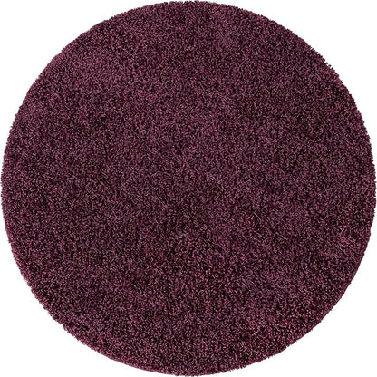 Unique Loom Solid Shag Collection Area Rug (5' 3" Round, Eggplant Purple)