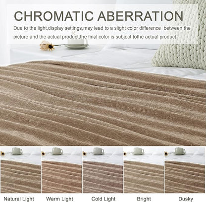 Chenille Throw Blanket for Couch 60"X 80" Twin, Soft Cozy Throws with Fringe Tassel for Bed Sofa Chair Cover, Lightweight Knitted Decorative Boho Blankets for Living Room, Taupe