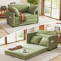51" Loveseat Sleeper Sofa Bed, Chenille Convertible Floor Sofa Bed for Small Spaces, Folding Couch Bed with Deep Seat, 2 Pillows & Solid Frame, Pull Out Floor Couch for Living Room, Green