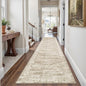 Runner Rug 2'6" x 12' Washable Non-Slip Runner Rugs for Kitchen Bathroom Laundry Room Vintage Ultra Thin Runners for Hallway Entryway Brown