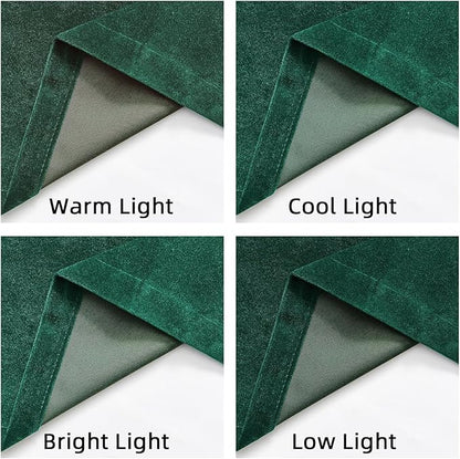 Joydeco Dark Green Velvet Curtains 84 inch Length 2 Panels Burg Set, Luxury Rod Pocket Thermal Insulated Window Blackout Curtain, Room Darkening Drapes for Living Dining Room Bedroom Privacy