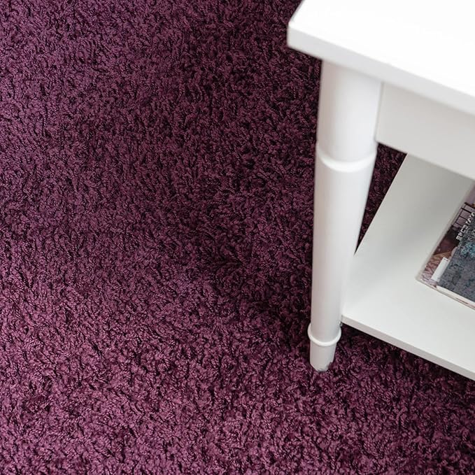 Unique Loom Solid Shag Collection Area Rug (3' 3" x 5' 3" Oval, Eggplant Purple)