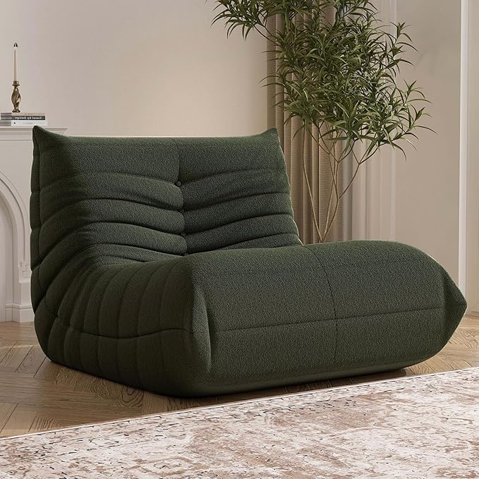 Bean Bag Chair, Fireside Chair Bean Bag Sofa Large Bean Bag Chair for Adults, Bean Bag Chairs for Teens with High Density Comfortable Foam, Memory Foam Lazy Sofa for Living Room, Bedroom (Green)