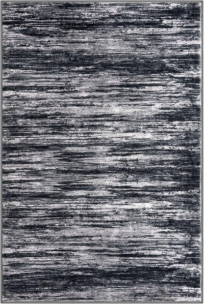 3x5 Modern Abstract Area Rug for Entryway, Black Super Soft Washable Rug with Non-Slip, Low-Pile Door Mat Indoor for Living Room Bedroom, Carpet with Non-Shedding
