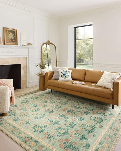Loloi Rifle Paper Co. Eden Collection EDE-01 Mughal Rose Blush 8'-6" x 11'-6" Area Rug feat. CloudPile™