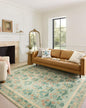 Loloi Rifle Paper Co. Eden Collection EDE-01 Mughal Rose Moss 2'-6" x 9'-6" Runner Rug feat. CloudPile™