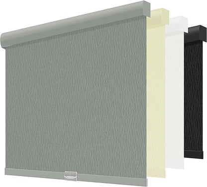 ChrisDowa Cordless Blackout Roller Shades for Windows, Striped Free-Stop Window Blinds with Privacy, Thermal Insulated Window Shades for Home, Office and Door. Grey, 52" W x 72" H