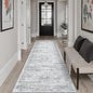 Washable Runner Rug, 2'6" x 8' Non-Slip Kitchen Vintage Foldable Hallway Runners for Entryway, Laundry, Bedroom, Grey