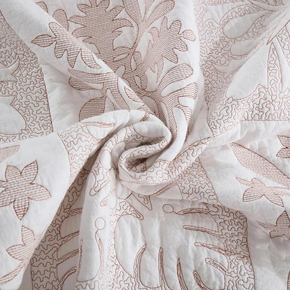 MarCielo 3-Piece 100% Cotton Oversized Bedspread Lightweight Quilt Coverlet Embroidery Farmhouse Bedding Set (TJ Colorful,King (112"x102"))