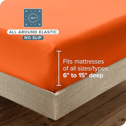 Bare Home Microfiber Sheet Set with Additional Pillowcase, Twin XL Orange