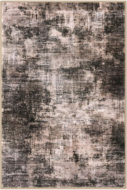 IOHOUZE Abstract Area Rug 3x5 Ft Washable Rugs for Entryway Indoor, Non Slip Kitchen Rug Printed Faux Wool Throw Rugs, Indoor Door Mat for Door Entrance Foyer Living Room, Brown/Rust