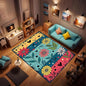 Machine Washable 2' x 3' Folk Art Print Style Area Rug, Flowers Floor mat, Suitable for bedrooms, Girls' Room Bedside, Living Room, Dining Room, Office, Non-Slip Low-Pile Retro, Fashionable Carpet