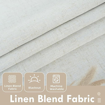 DriftAway Double Layer Linen Blackout Tie Up Curtains Thermal Insulated Fully Lined Balloon Roman Shade Bathroom Window Adjustable Rod Pocket for Small Window 45 Inch by 63 Inch Light Linen