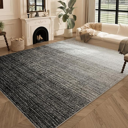 Area Rugs 6x9, Machine Washable Rugs for Living Room Floor Non Silp Vintage Rug Black Carpet for Living Room Dinning Room Bedroom Rug Under Bed Home | Black White