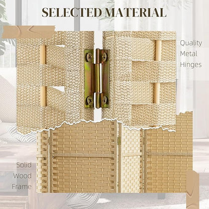 HOMCOM Room Divider, 6 Panel Folding Privacy Screen, 5.6' Tall Freestanding Wall Partition for Home Office, Bedroom, Beige