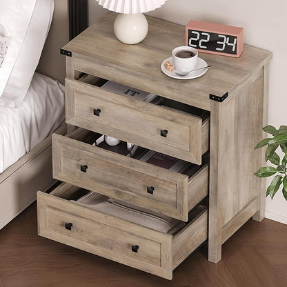 3-Drawer Dresser, Small Wooden Chest of Drawers with Metal Knobs, Water-Resistant Top, Storage Organizer with Anti-Tip Kit for Bedroom, Nursery, Living Room
