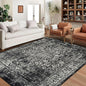 vivorug 8x10 Area Rugs, Stain Resistant Washable Rug for Living Room, Vintage-Inspired Black and White Rug