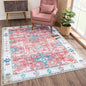 Bloom Rugs Washable Non-Slip 4' x 6' Rug - Red/Blue Traditional Area Rug for Living Room, Bedroom, Dining Room, and Kitchen - Exact Size: 4' x 6'