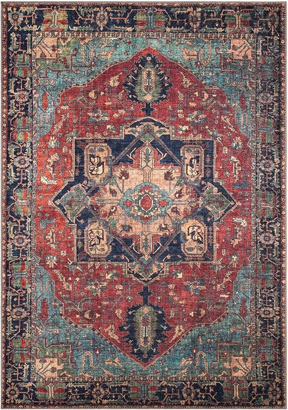 Keen Home Design 5x7 Rug - Machine Washable Area Rug with Non-Slip Backing, Ideal for Living Room, Dining Room, Bedroom - Vintage, Easy Clean, Durable, Low Pile Rug - (5' x 7')