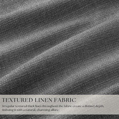 Dark Gray Linen Blackout Pleated 86 Inch Curtains for Living Room Darkening Pinch Pleat 100% Black Out Drapes Thermal Insulated Soundproof Charcoal Grey 86 Inch Curtain for Dining Bedroom