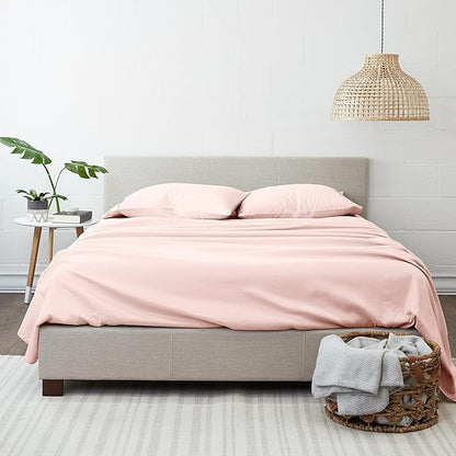Linen Market Brushed Microfiber Full Sheet Set 4 Piece – Oeko-TEX Certified Ultra Soft & Wrinkle-Free - 16" Deep Pocket Sheets - Easy Care Full Size - Blush