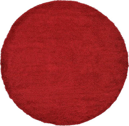 Unique Loom Solid Shag Collection Area Rug (8' Round, Cherry Red)