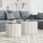 Nesting Coffee Table Set of 2, Round Coffee Tables, Space-Saving Modern Circle Coffee Tables, Side End Table for Living Room, Bedroom, Balcony, Office, White