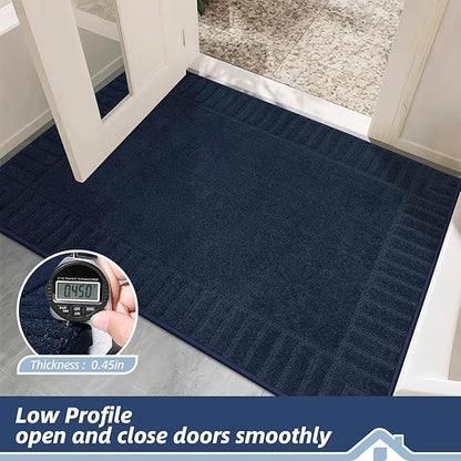 BEQHAUSE Door-Mat-Non-Slip Dirt Trapper Door Mats Low-Profile Front Door Mat Absorbent Floor Mats for Entryway Washable Mud Resistant Home Entrance Doormat,Navy Blue,24"x36"