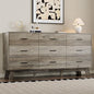 Dresser for Bedroom with 9-Drawer, 59" Wide Modern Chest of Drawers with Metal Handles, X-Shape Base & Adjustable Center Leg, Anti-Tip Closet Organizers and Storage