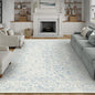 9x12 Blue Area Rug Non Slip Large Vintage Living Room Distressed Machine Washable Carpet Traditional Indoor Bedroom Blue Retro Floral Accent Throw Rug for Office Kitchen Dorm Dining Room