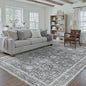 Blue 6x9 Area Rug Non Slip Vintage Living Room Distressed Machine Washable Carpet Retro Indoor Bedroom Traditional Floral Accent Throw Rug for Office Kitchen Dorm Dining Room