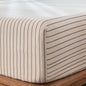 MooMee Fitted Bottom Sheet Only 100% Washed Cotton Linen Like Textured Breathable Durable Soft Comfy Deep Pocket Fits Mattress up to 17" (White Dark Grey Wide Stripes, Queen)