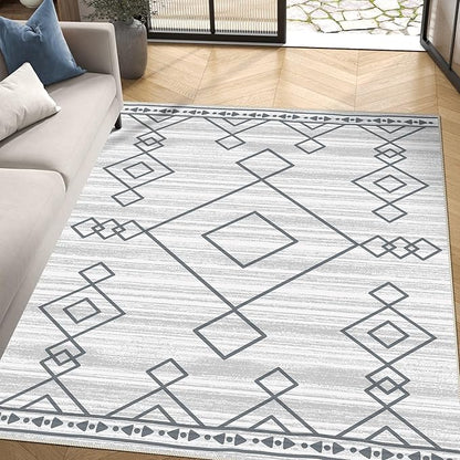 6x9 Area Rug, Ultra-Soft Washable Rug for Living Room, Dinner Room, Bedroom, Non-Slip Modern Westren Rug, Indoor Carpet Large Area Rug, Checkered