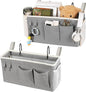 Loghot Bedside Caddy/Bedside Storage Bag Hanging Organizer for Bunk and Hospital Beds,Dorm Rooms Bed Rails,Can be Placed Glasses,Books,Mobile Phones,Keys (2pc Grey)